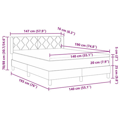 Boxspringbed met hoofdeinde Donkerbruin 190 x 140 cm Stof