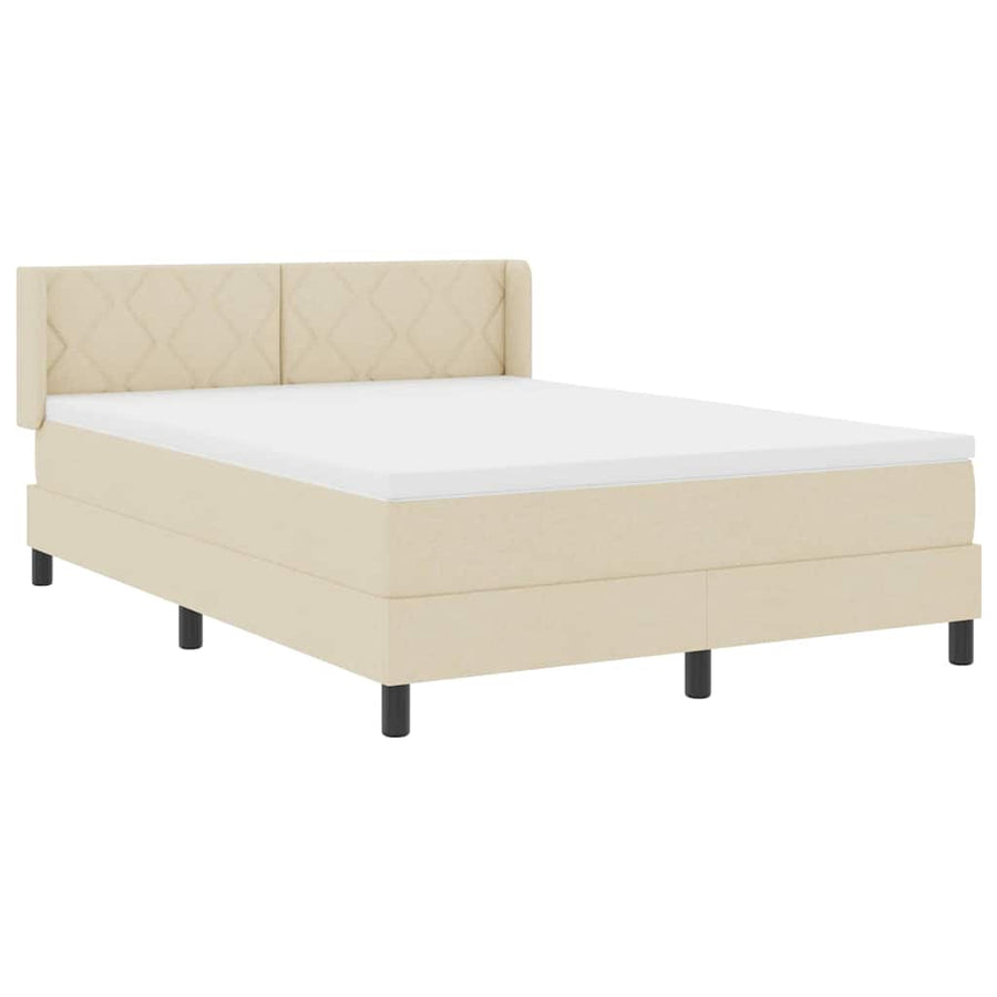 Boxspringbed met hoofdeinde Crème 190 x 140 cm Stof