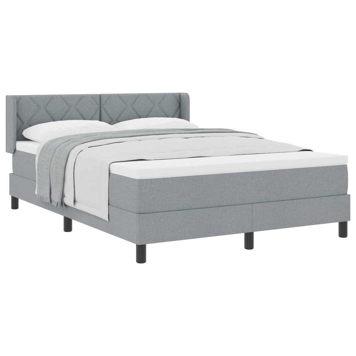 Boxspringbed met hoofdeinde Lichtgrijs 200 x 140 cm Stof