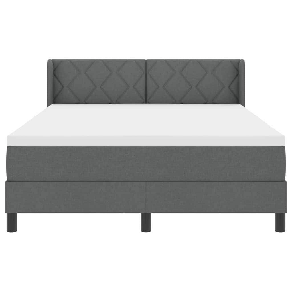 Boxspringbed met hoofdeinde Donkergrijs 200 x 140 cm Stof