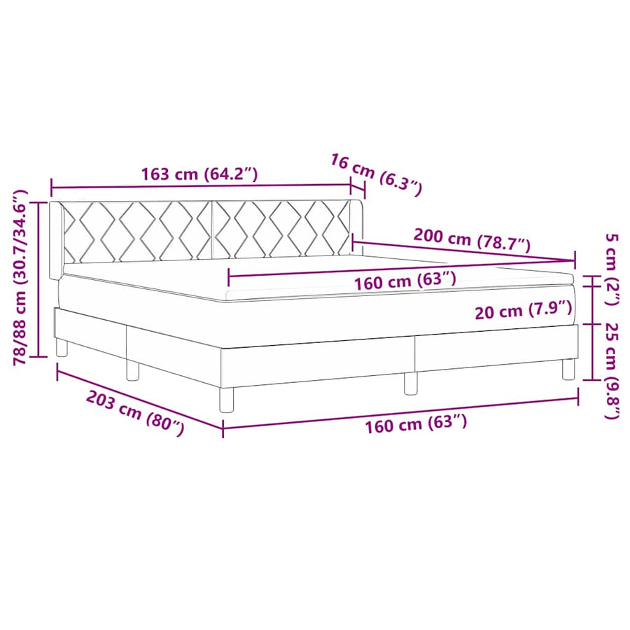 Boxspringbed met hoofdeinde Donkerbruin 200 x 160 cm Stof