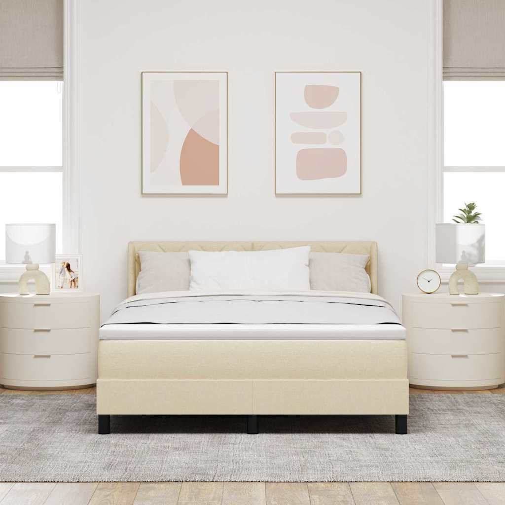 Boxspringbed met hoofdeinde Crème 200 x 160 cm Stof