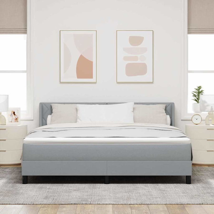 Boxspringbed met hoofdeinde Lichtgrijs 200 x 180 cm Stof