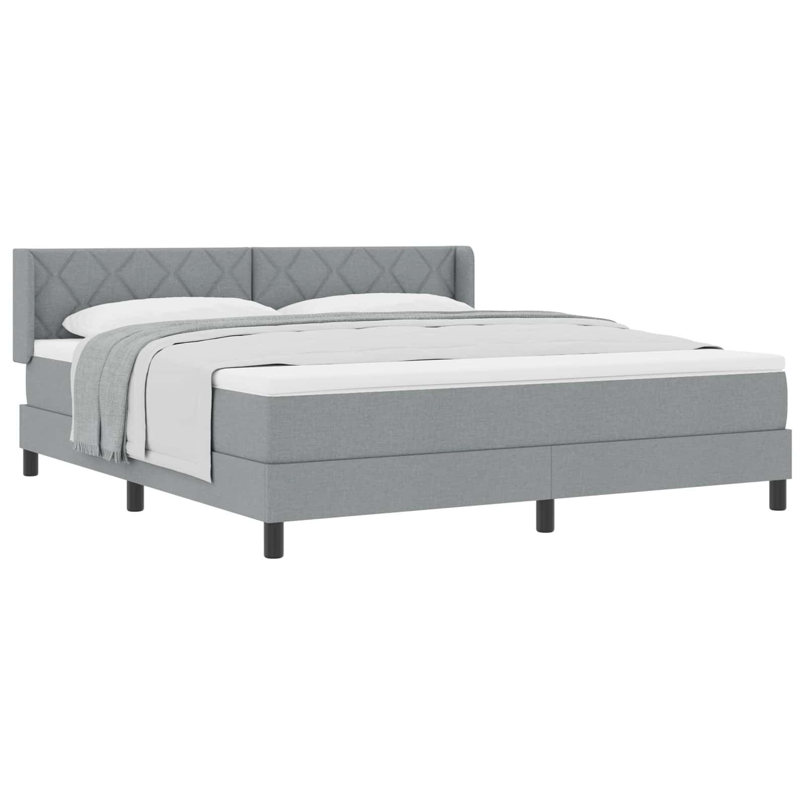 Boxspringbed met hoofdeinde Lichtgrijs 200 x 180 cm Stof