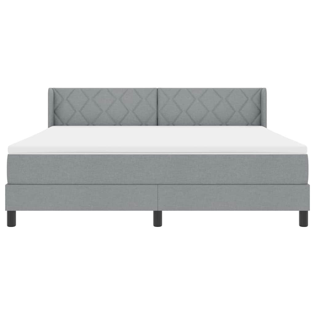 Boxspringbed met hoofdeinde Lichtgrijs 200 x 180 cm Stof