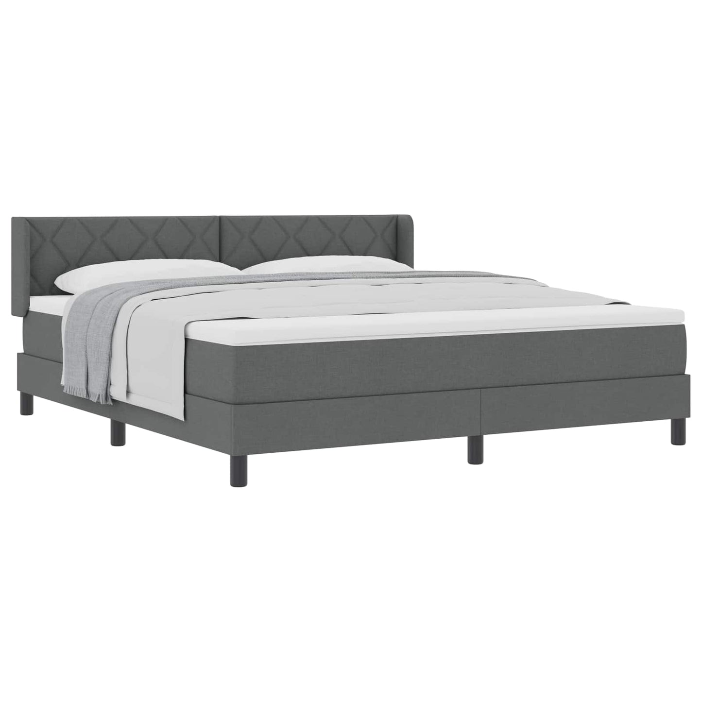 Boxspringbed met kussen Donkergrijs 200 x 180 cm Stof
