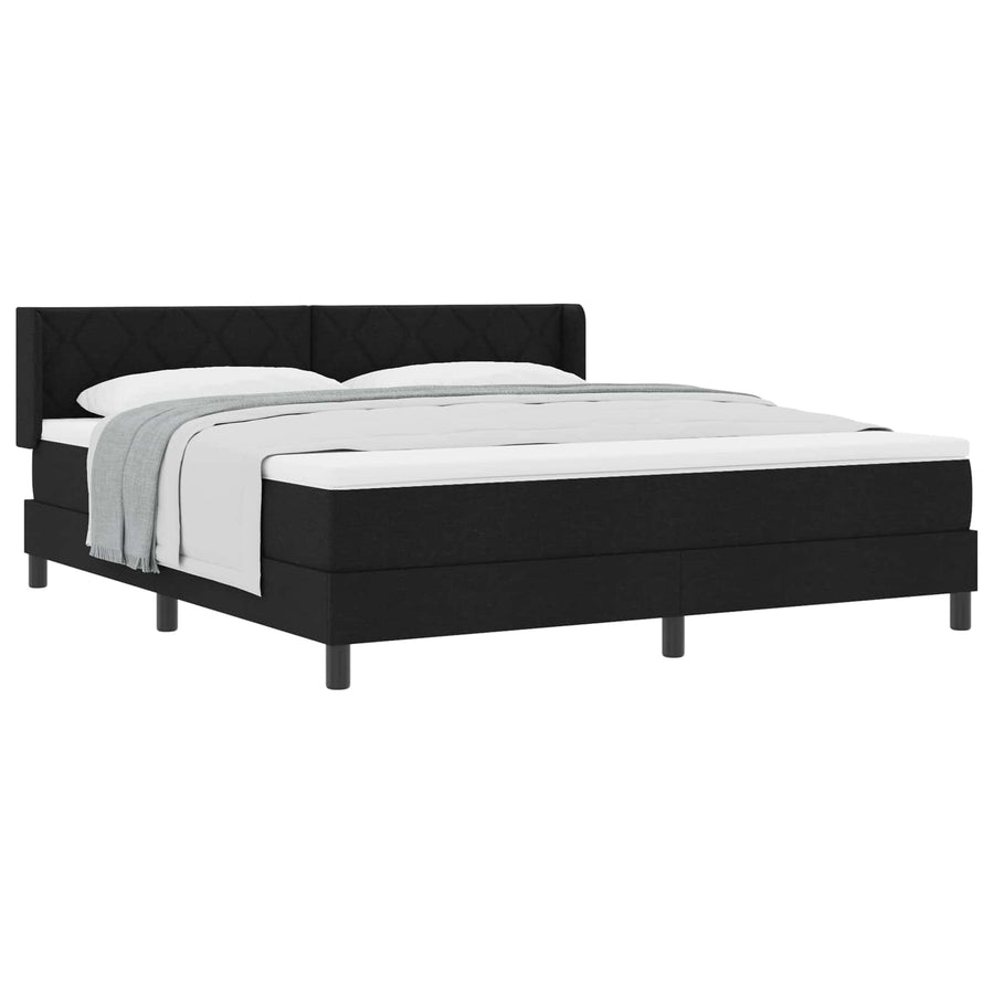 Boxspringbed met hoofdeinde Zwart 200 x 180 cm Stof