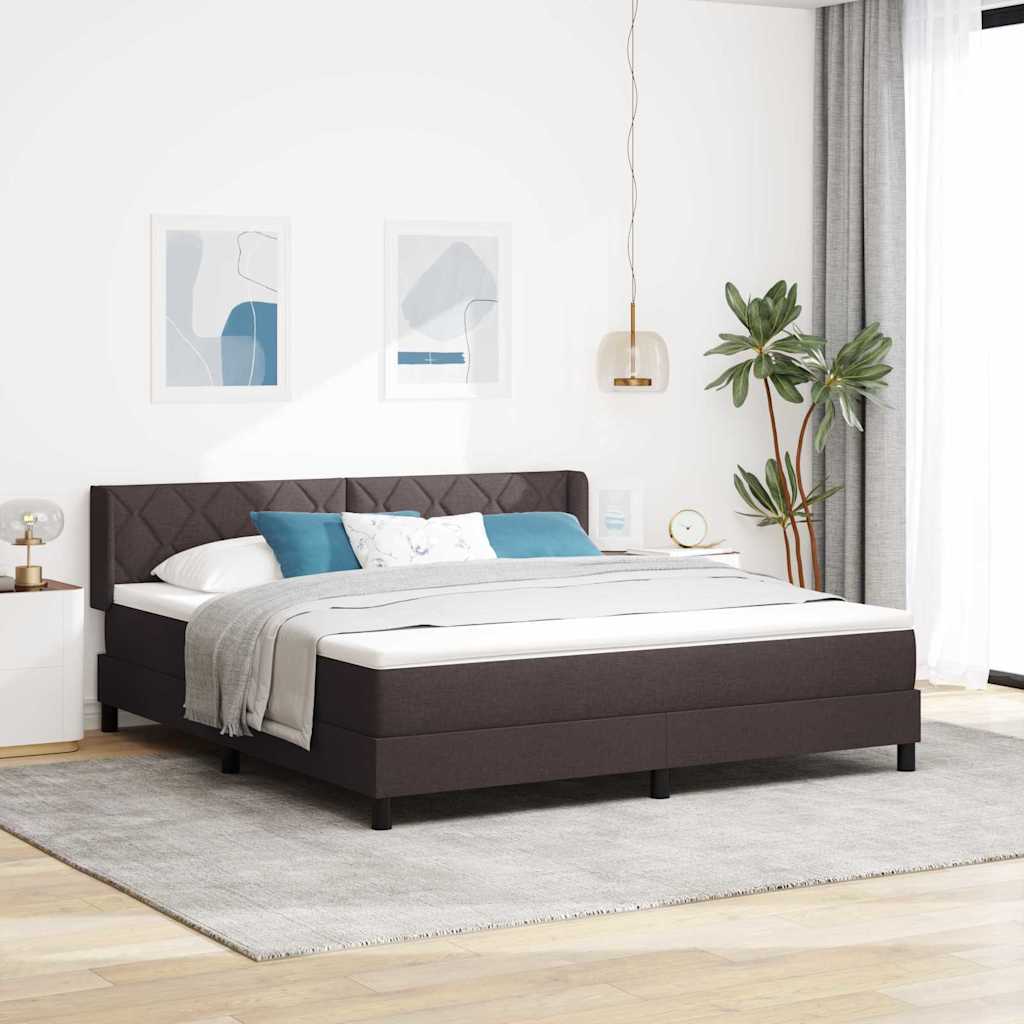 Boxspringbed met hoofdeinde Donkerbruin 200 x 180 cm Stof