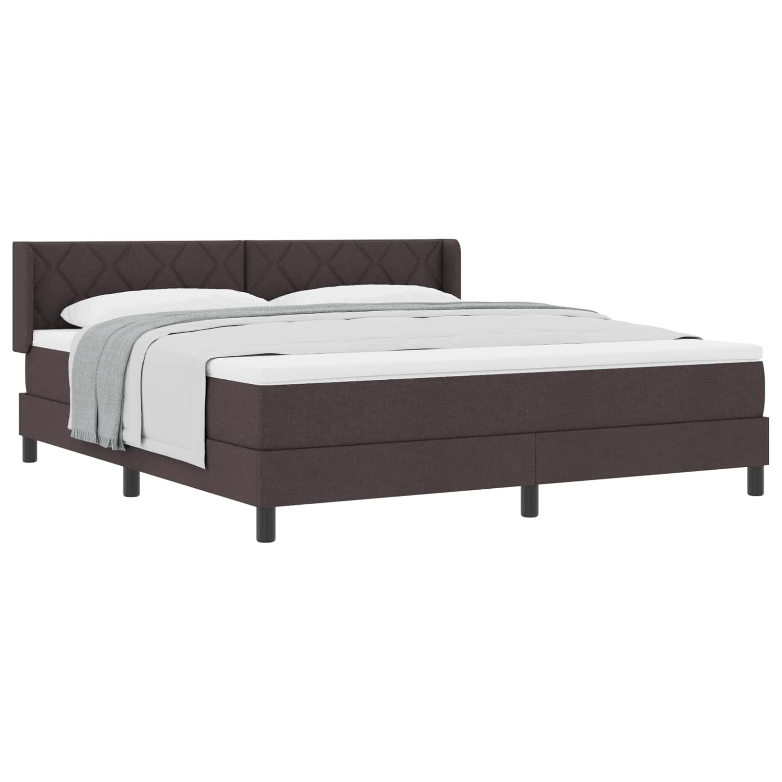 Boxspringbed met hoofdeinde Donkerbruin 200 x 180 cm Stof
