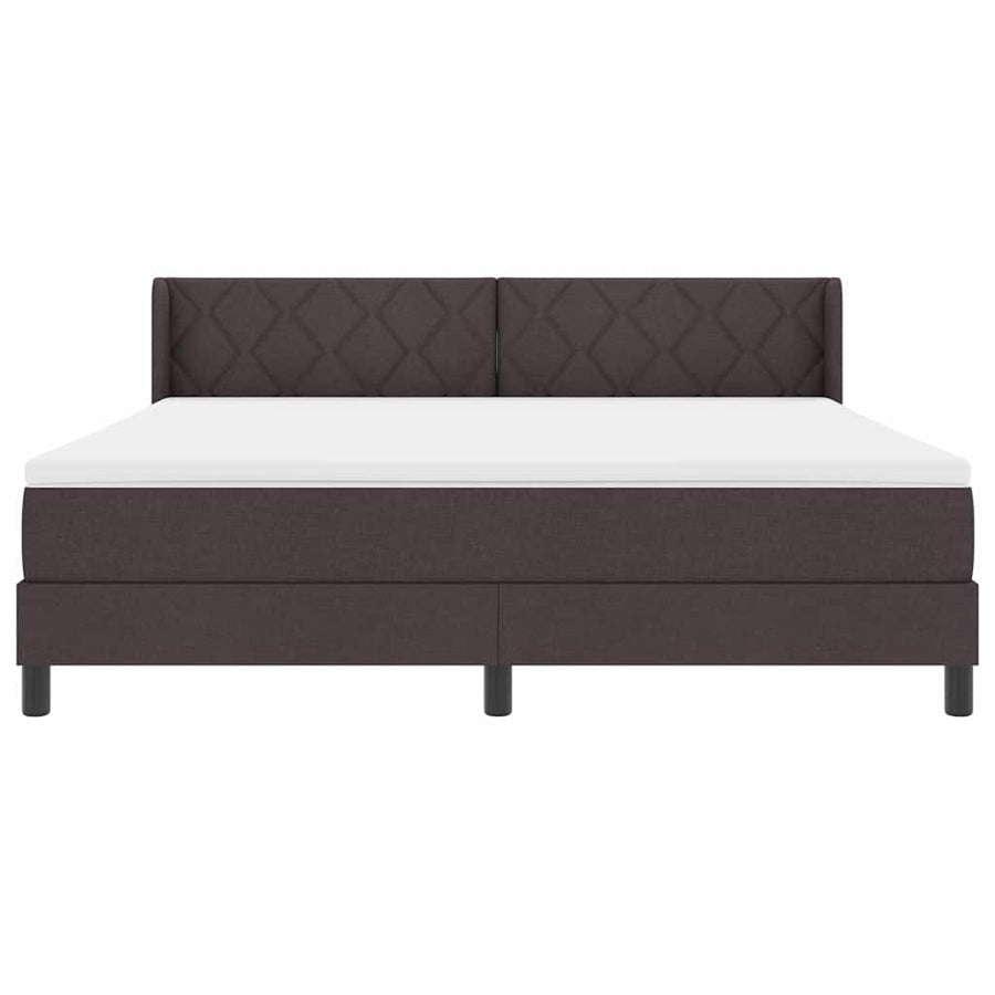 Boxspringbed met hoofdeinde Donkerbruin 200 x 180 cm Stof