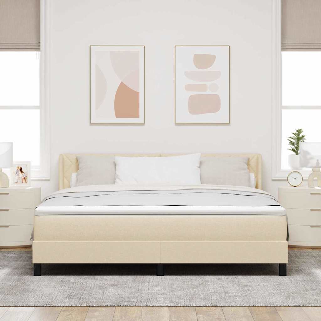 Boxspringbed met hoofdeinde Crème 200 x 180 cm Stof
