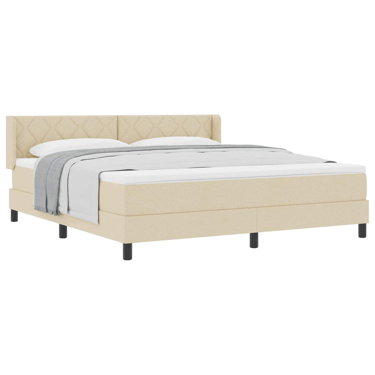Boxspringbed met hoofdeinde Crème 200 x 180 cm Stof
