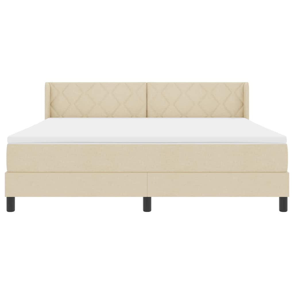 Boxspringbed met hoofdeinde Crème 200 x 180 cm Stof