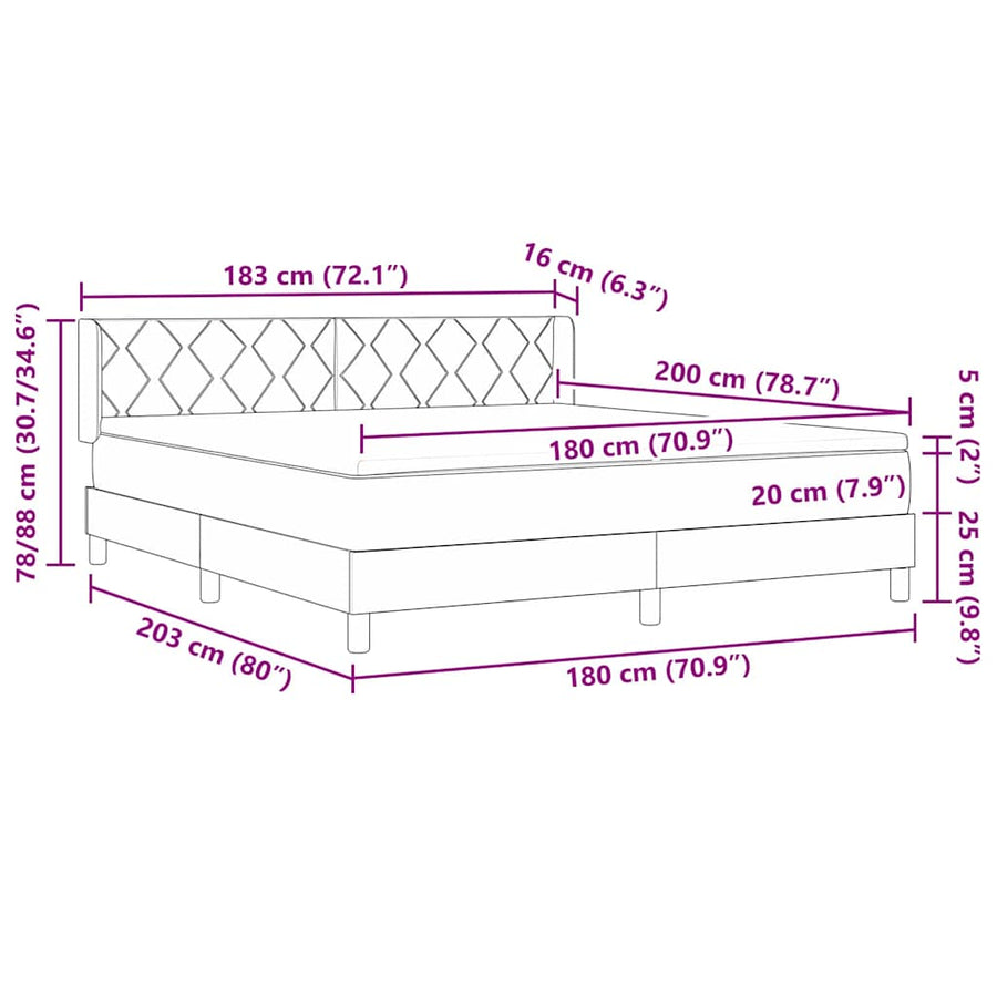 Boxspringbed met hoofdeinde Blauw 200 x 180 cm Stof