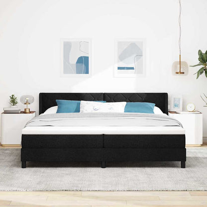 Boxspring bed met hoofdeinde Zwart 200 x 200 cm Stof en Foam