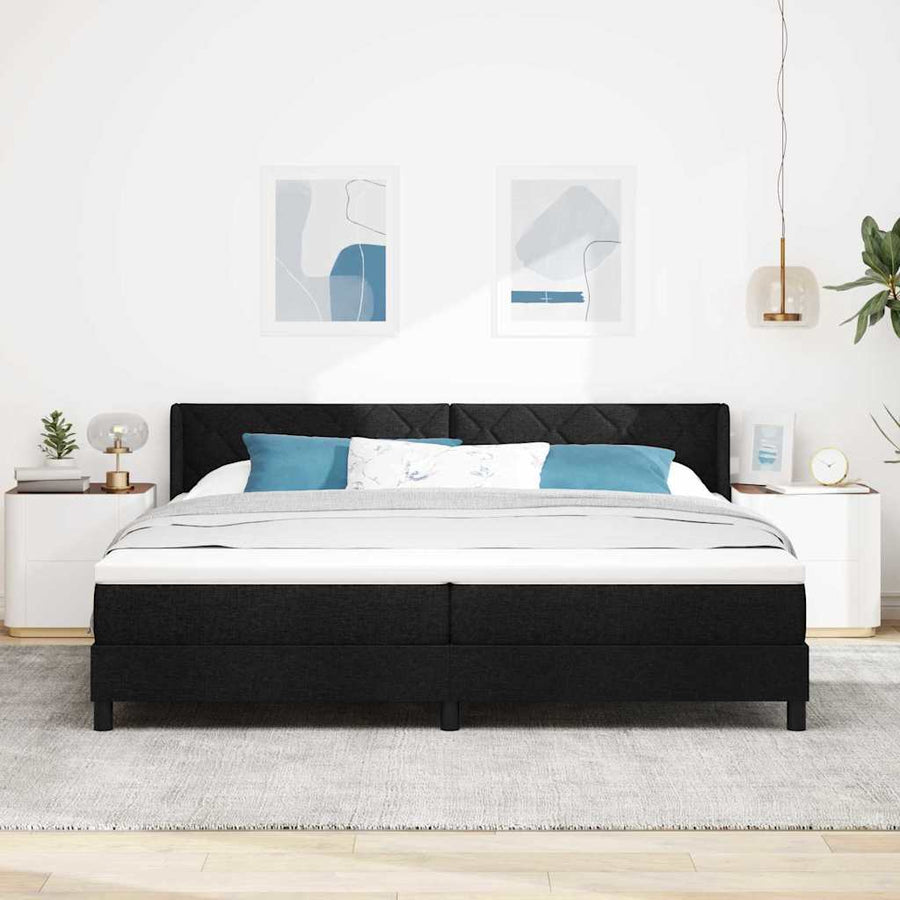Boxspring bed met hoofdeinde Zwart 200 x 200 cm Stof en Foam