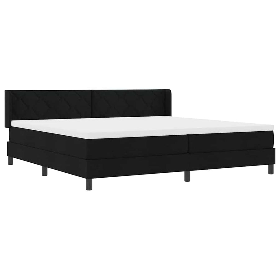 Boxspring bed met hoofdeinde Zwart 200 x 200 cm Stof en Foam