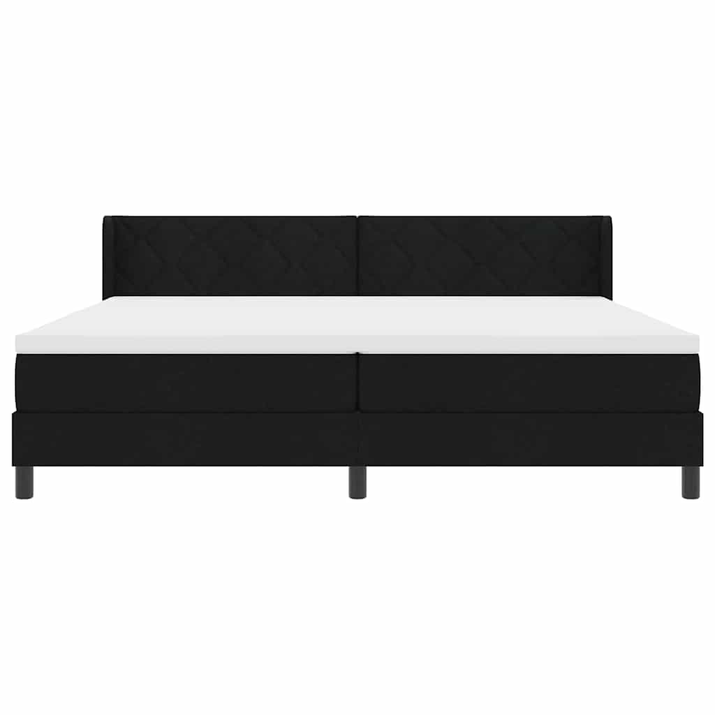 Boxspring bed met hoofdeinde Zwart 200 x 200 cm Stof en Foam
