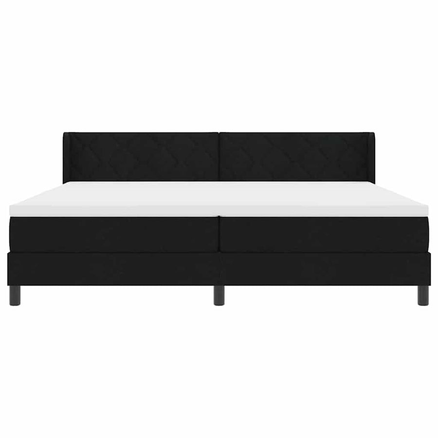 Boxspring bed met hoofdeinde Zwart 200 x 200 cm Stof en Foam