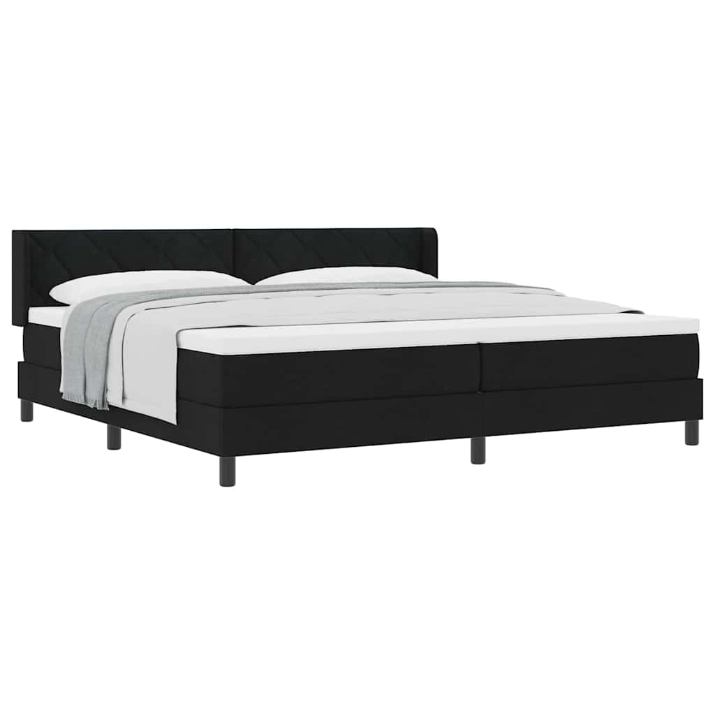 Boxspring bed met hoofdeinde Zwart 200 x 200 cm Stof en Foam