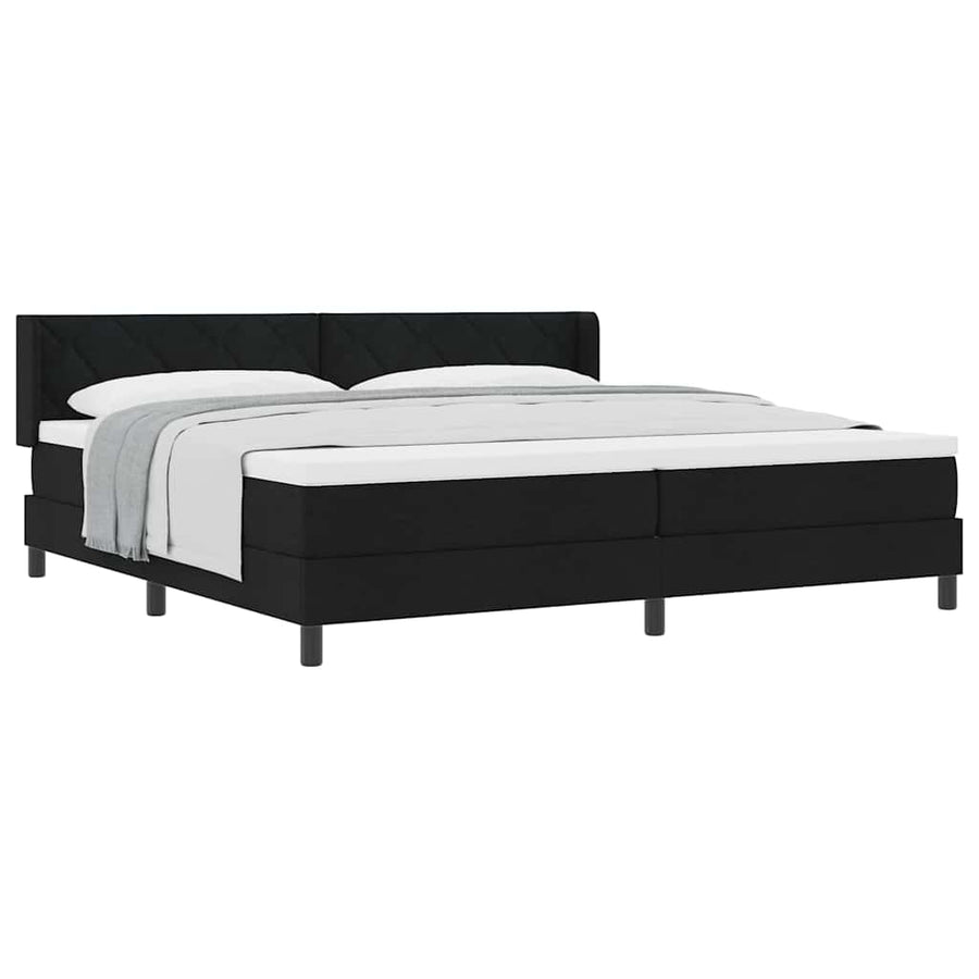 Boxspring bed met hoofdeinde Zwart 200 x 200 cm Stof en Foam