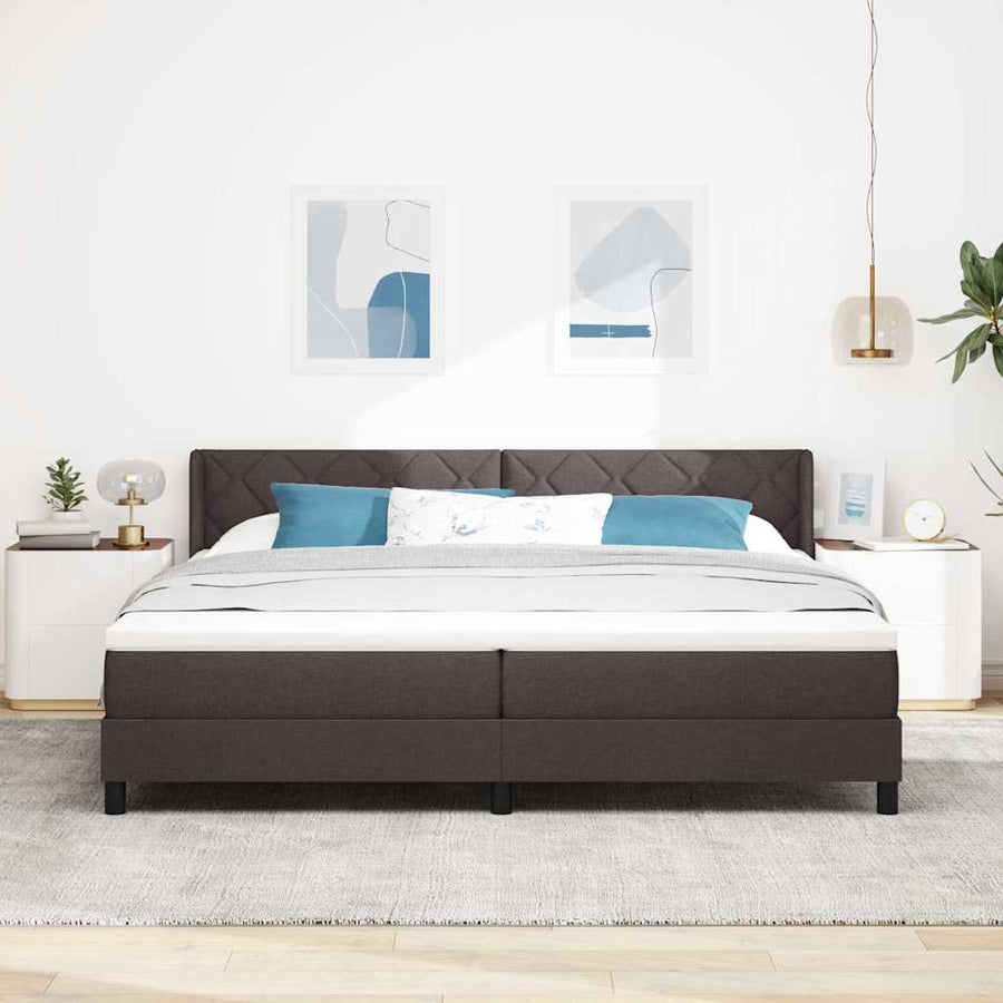 Boxspring bed Donkerbruin 200 x 200 cm Stof en Foam