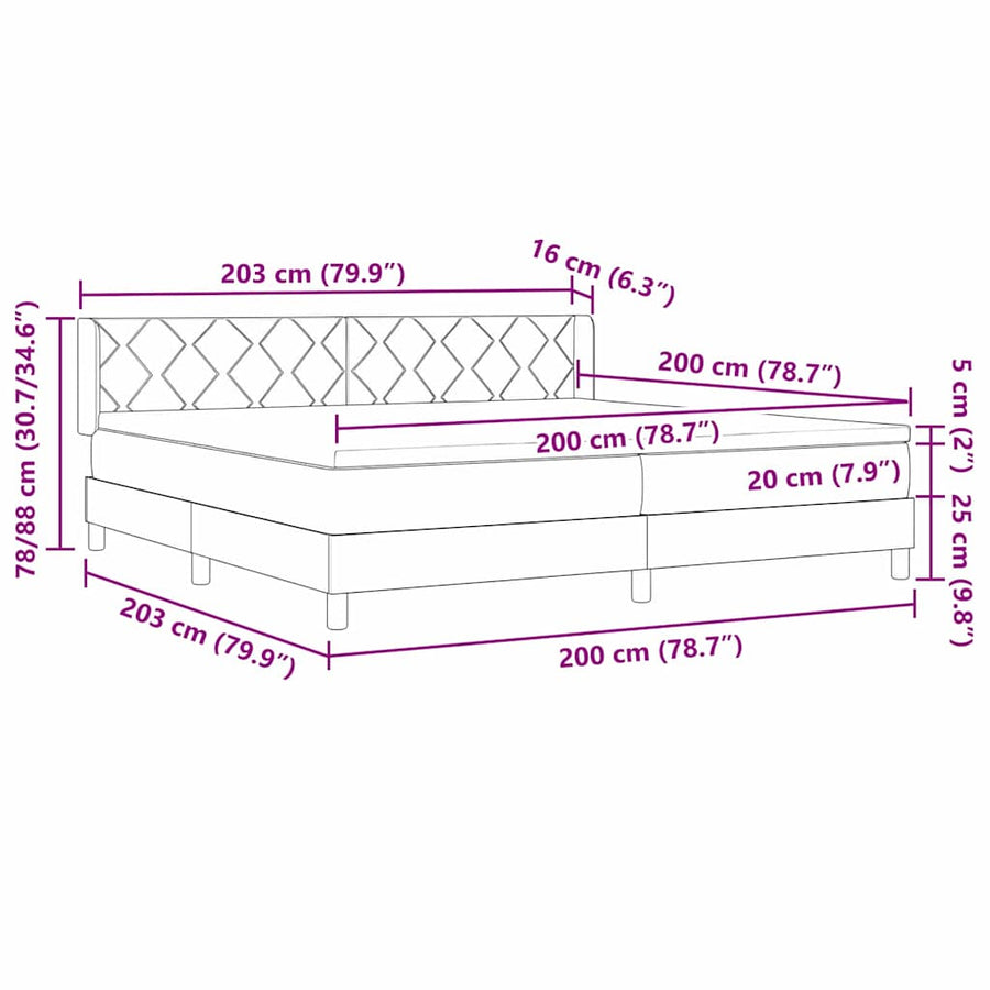 Boxspringbed met hoofdeinde Taupe 200 x 200 cm Stof