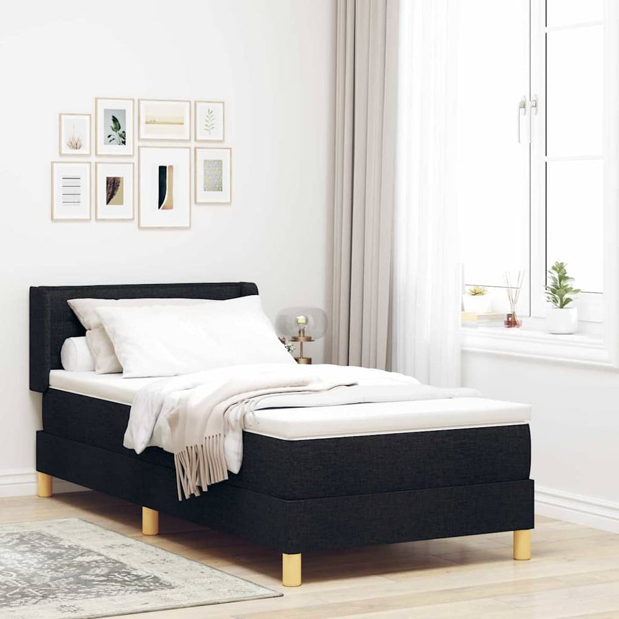 Boxspring bed Zwart en Wit en Zwart 100 x 200 cm Stof