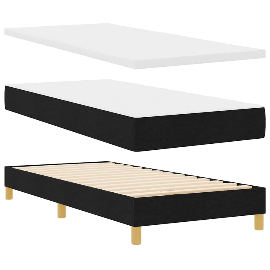 Boxspring bed Zwart en Wit en Zwart 100 x 200 cm Stof