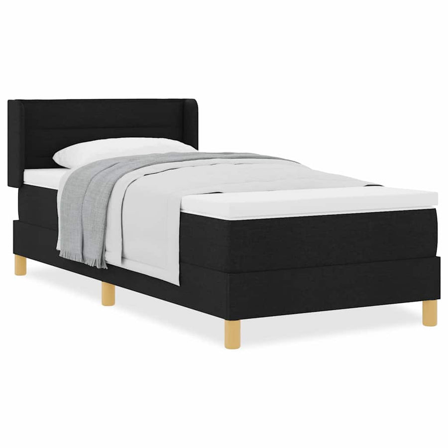 Boxspring bed Zwart en Wit en Zwart 100 x 200 cm Stof