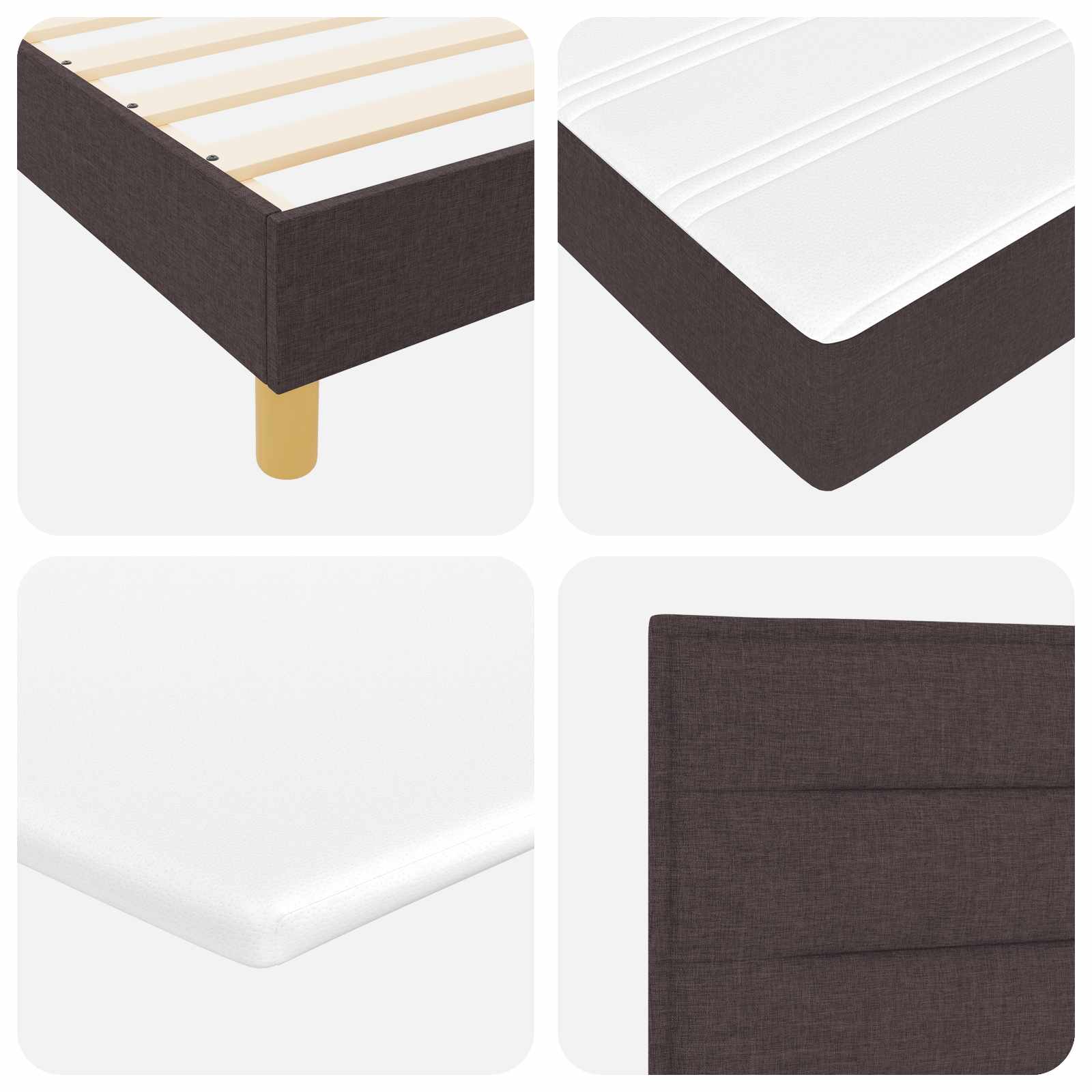 Boxspringbed met matras Donkerbruin 200 x 140 cm Stof