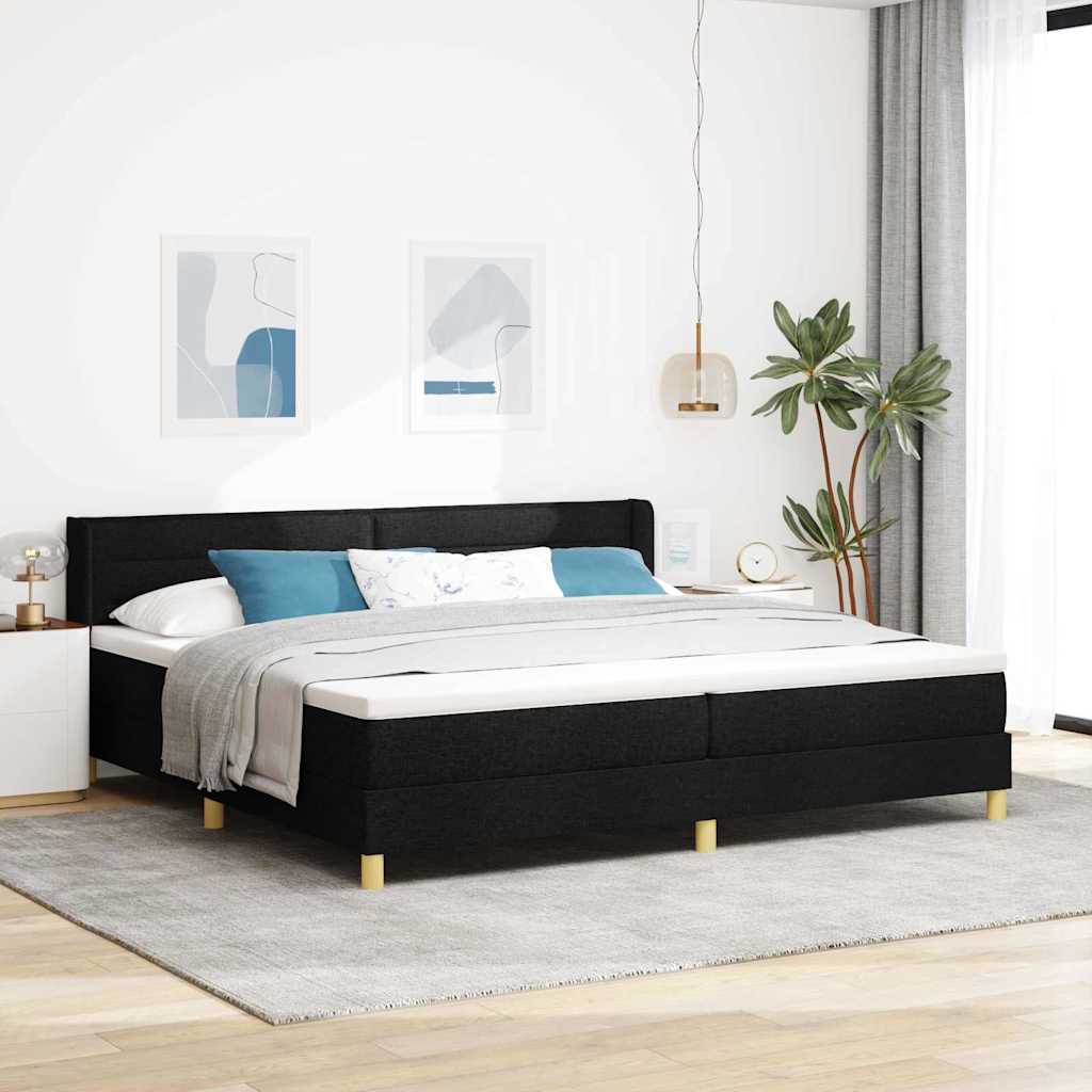 Boxspring bed Zwart en Wit en Zwart 200 x 200 cm Schuim