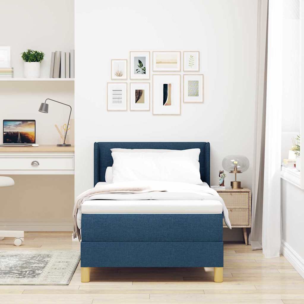 Boxspringbed met hoofdeinde Blauw 200 x 80 cm Stof