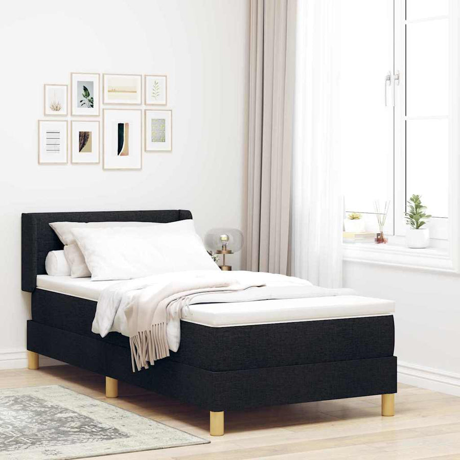 Boxspring bed met hoofdeinde Zwart en Wit 90 x 190 cm Stof