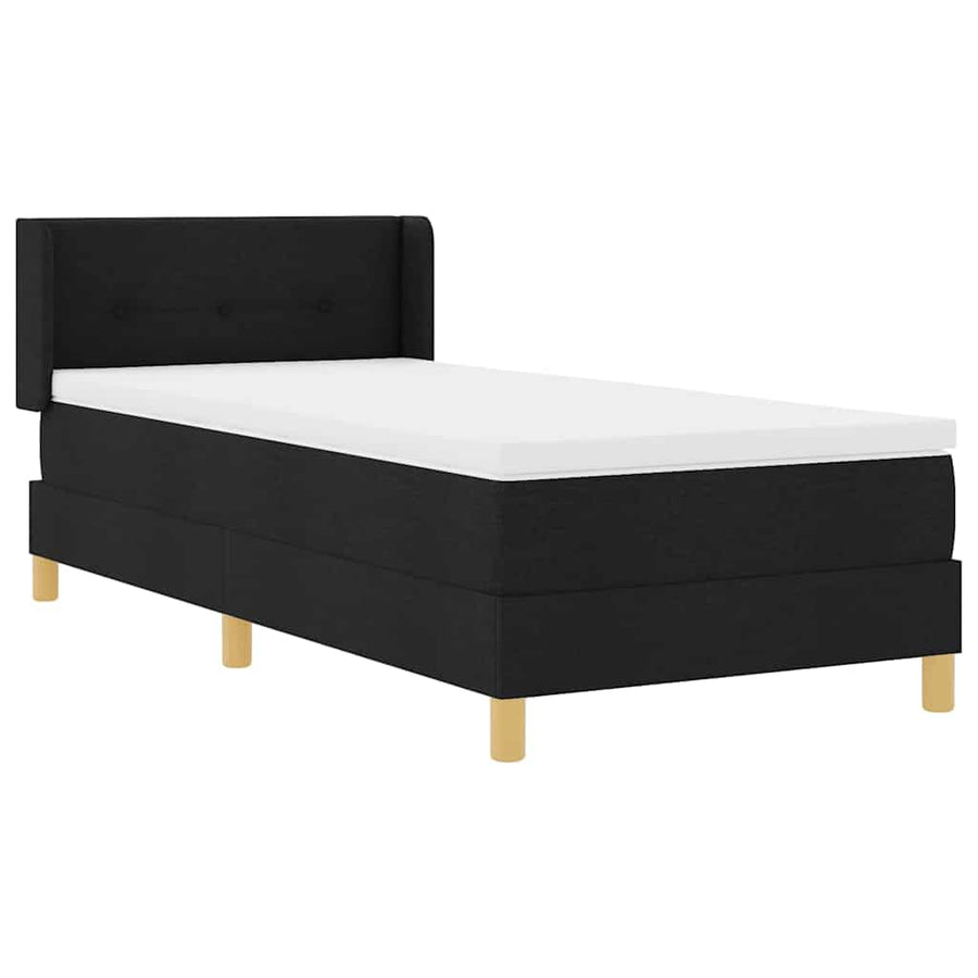 Boxspring bed met hoofdeinde Zwart en Wit 90 x 190 cm Stof