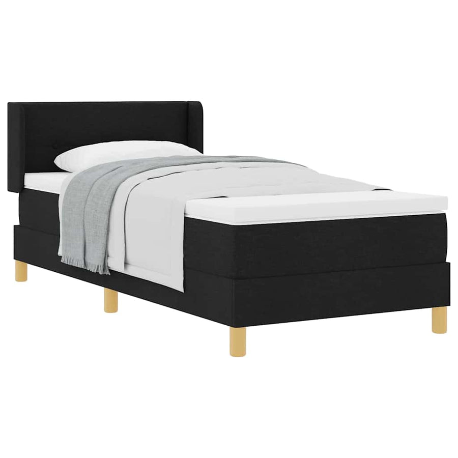 Boxspring bed met hoofdeinde Zwart en Wit 90 x 190 cm Stof