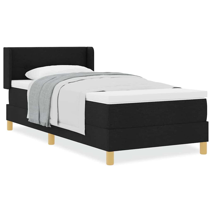 Boxspring bed met hoofdeinde Zwart en Wit 90 x 190 cm Stof