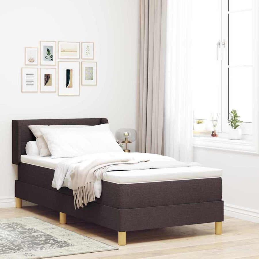 Boxspring bed Donkerbruin en Wit 100 x 200 cm Stof