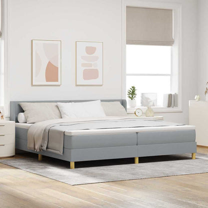 Boxspringbed met hoofdeinde Lichtgrijs 200 x 200 cm Stof