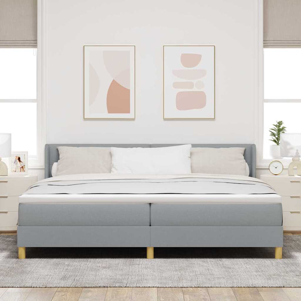 Boxspringbed met hoofdeinde Lichtgrijs 200 x 200 cm Stof