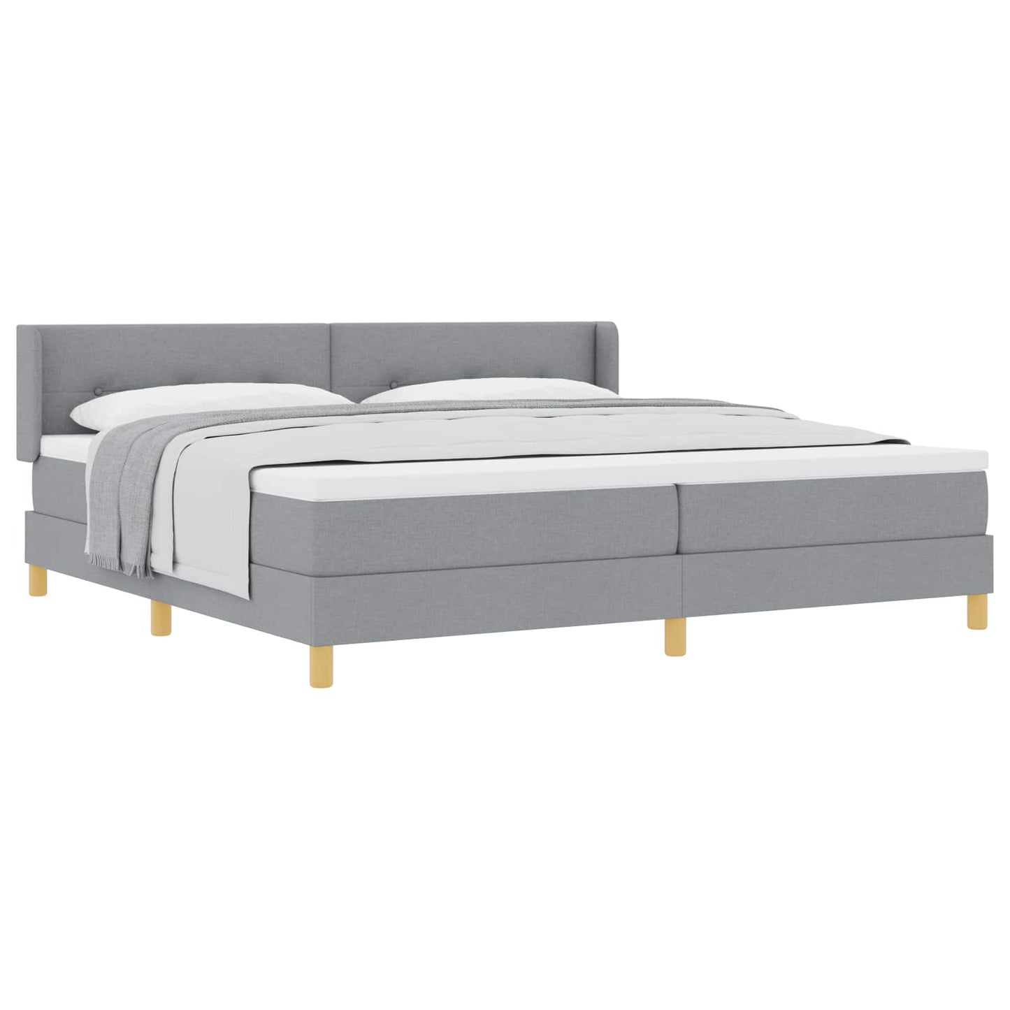 Boxspringbed met hoofdeinde Lichtgrijs 200 x 200 cm Stof