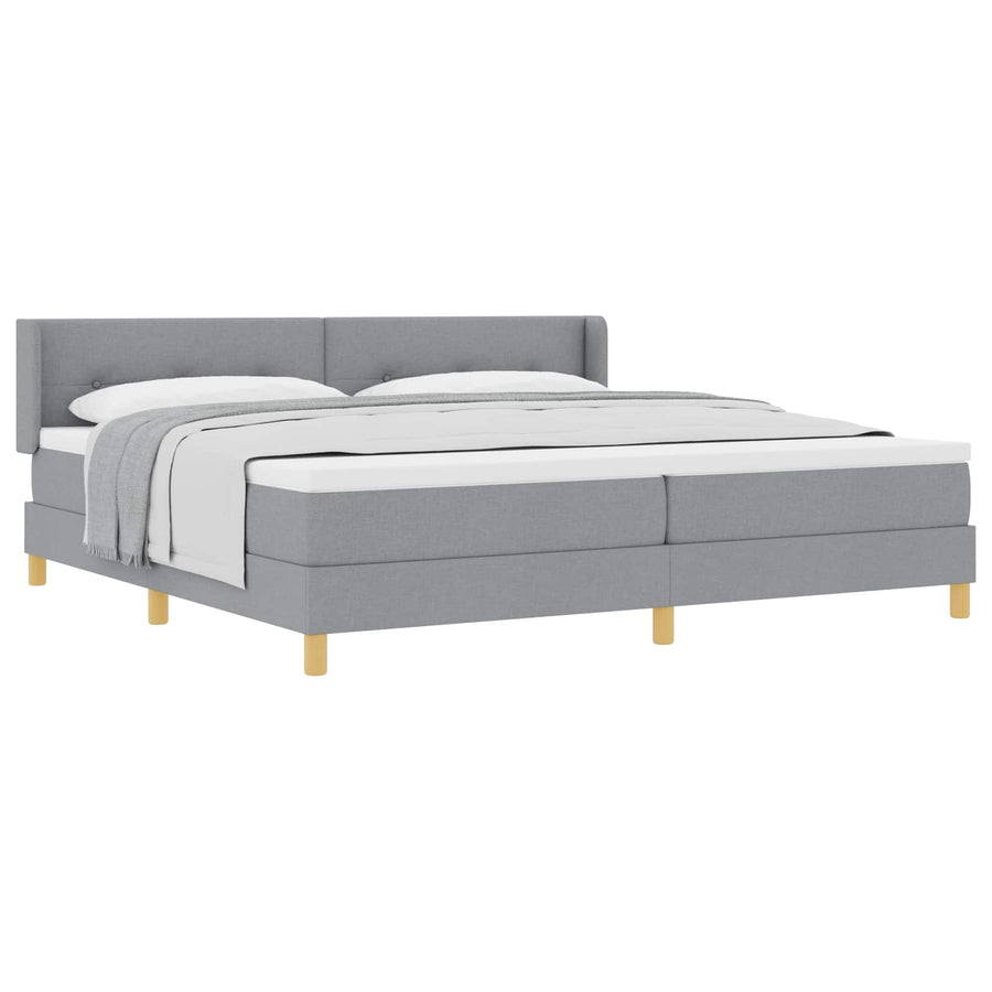 Boxspringbed met hoofdeinde Lichtgrijs 200 x 200 cm Stof
