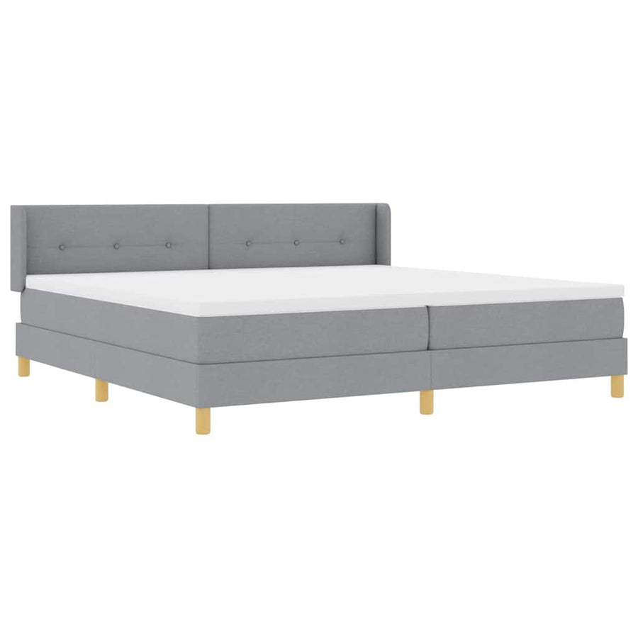 Boxspringbed met hoofdeinde Lichtgrijs 200 x 200 cm Stof