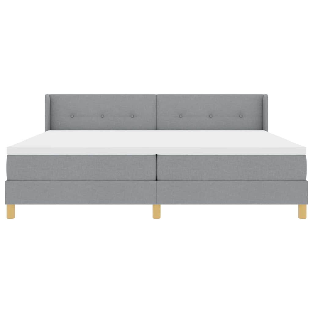 Boxspringbed met hoofdeinde Lichtgrijs 200 x 200 cm Stof