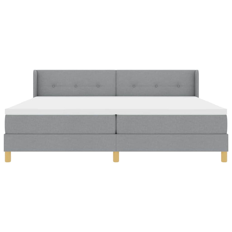 Boxspringbed met hoofdeinde Lichtgrijs 200 x 200 cm Stof