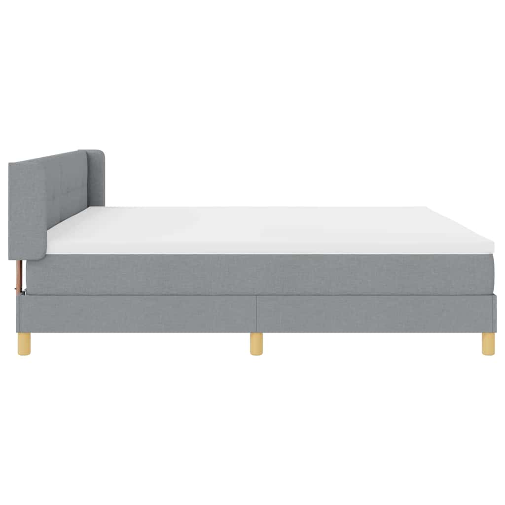 Boxspringbed met hoofdeinde Lichtgrijs 200 x 200 cm Stof