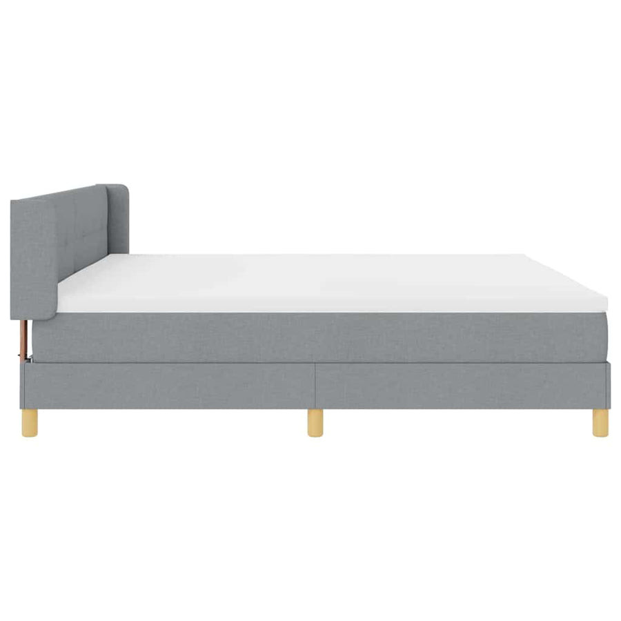 Boxspringbed met hoofdeinde Lichtgrijs 200 x 200 cm Stof
