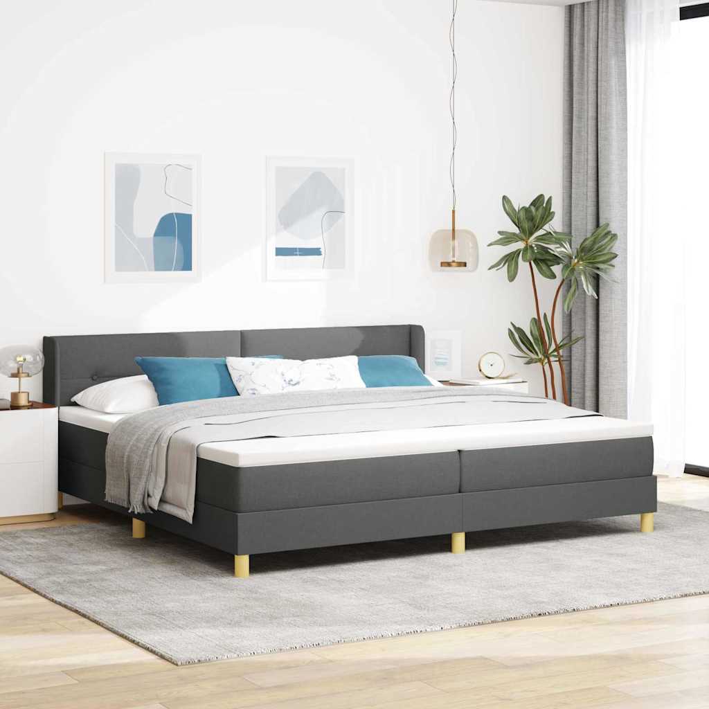 Boxspringbed met hoofdeinde Donkergrijs 200 x 200 cm Stof