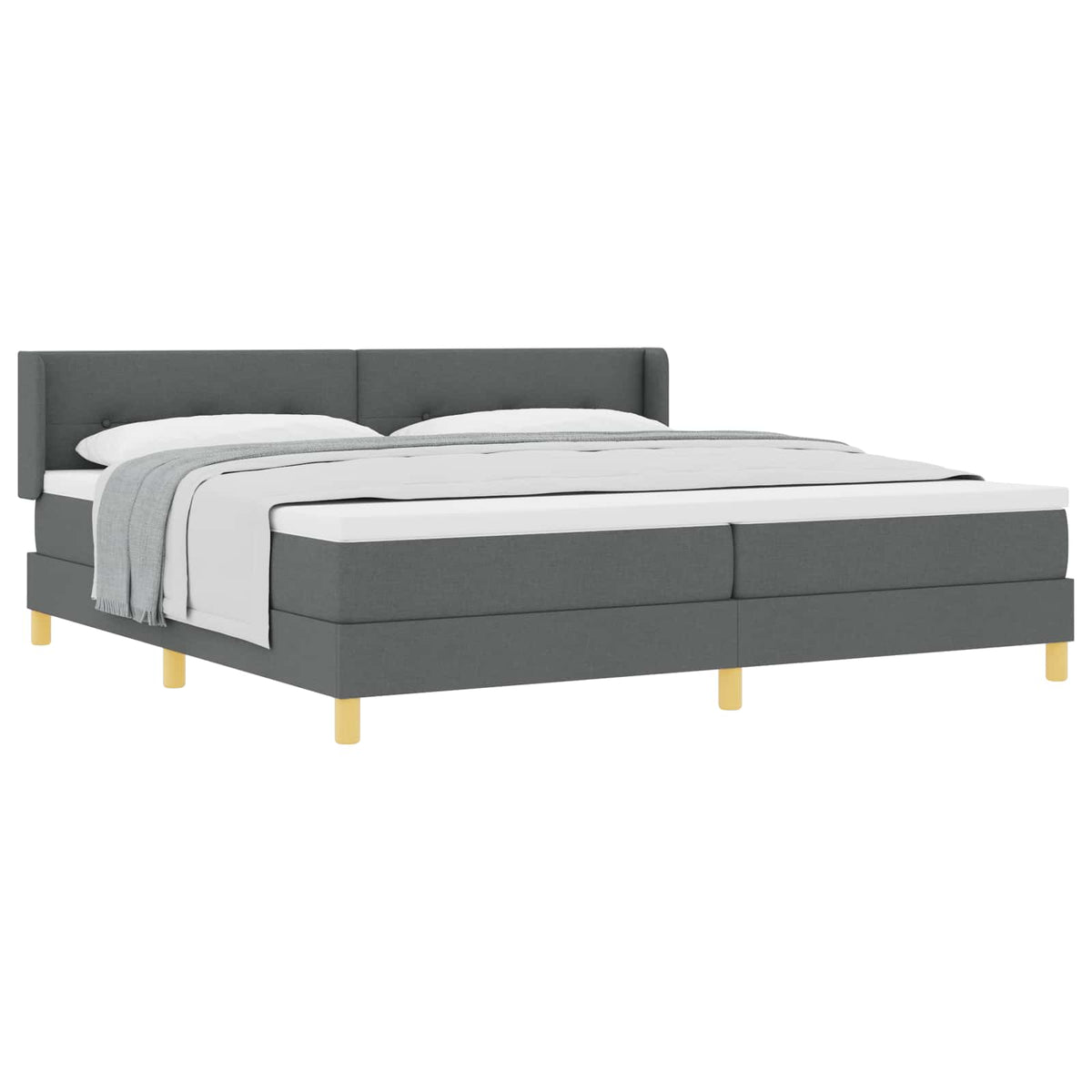 Boxspringbed met hoofdeinde Donkergrijs 200 x 200 cm Stof