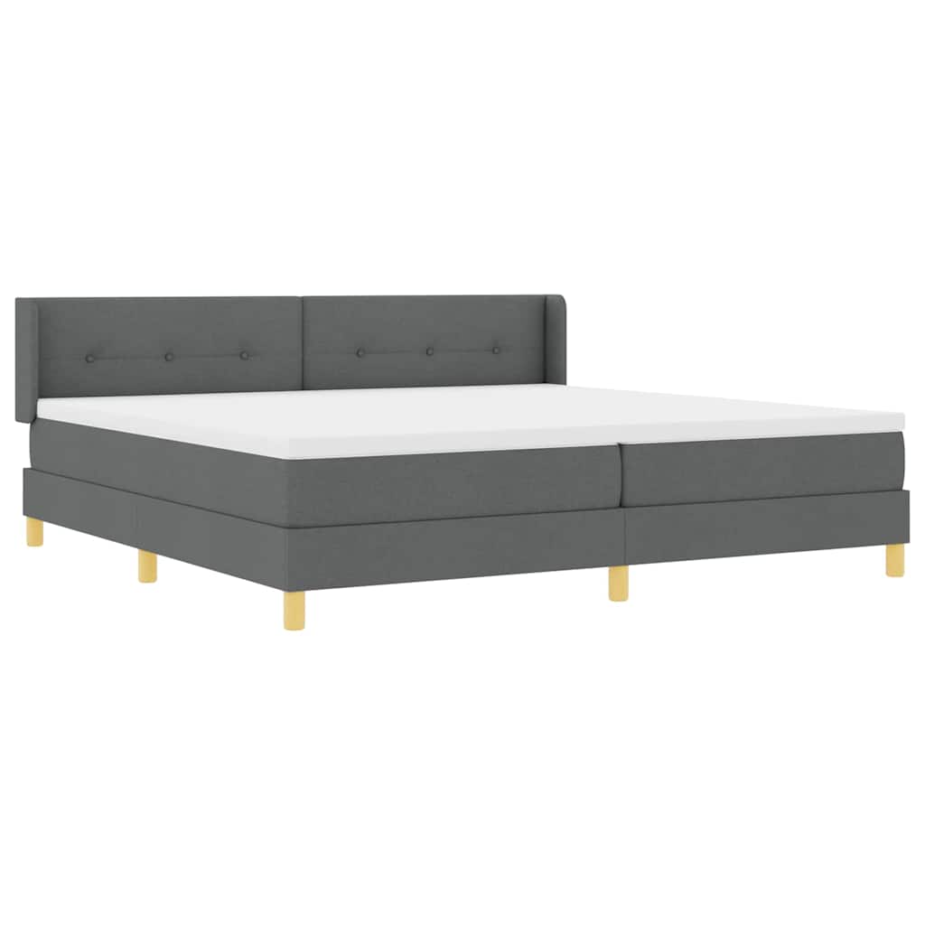 Boxspringbed met hoofdeinde Donkergrijs 200 x 200 cm Stof